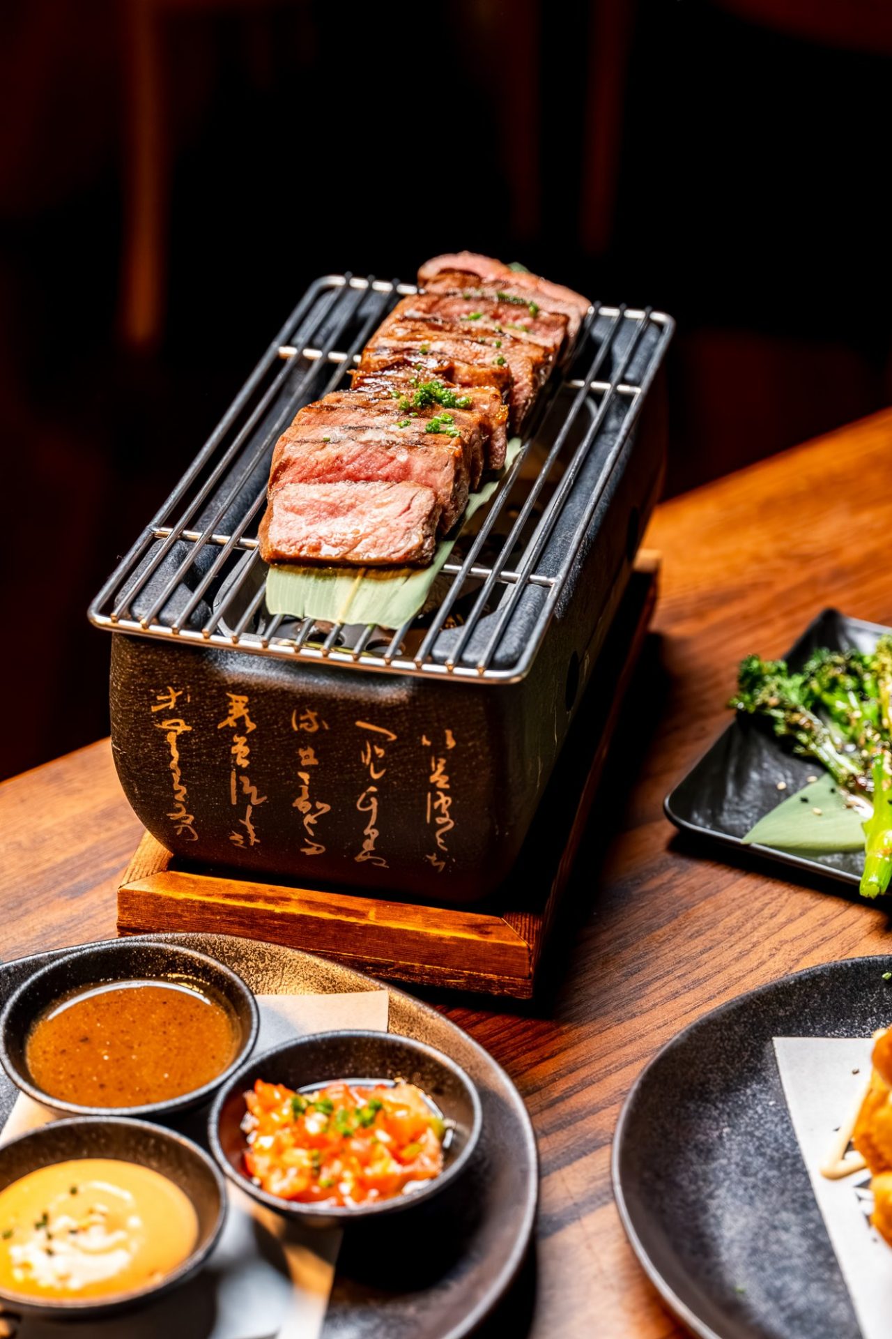YARA Wagyu beef on Japanese robata grill — fine dining Puerto Portals Mallorca